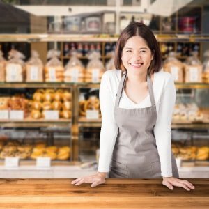 saleswoman at a retail bakery